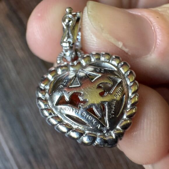 JUDITH RIPKA STERLING SILVER BRACELET w CITRINE HEART ENHANCER CHARM 7.5" Estate - Picture 15 of 16